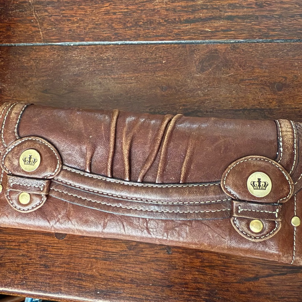 Juicy Couture Brown Leather Wallet with Gold Accents